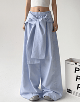 Detachable Tie Striped Wide‑Leg Pants - COPPING THREADS - CT Select